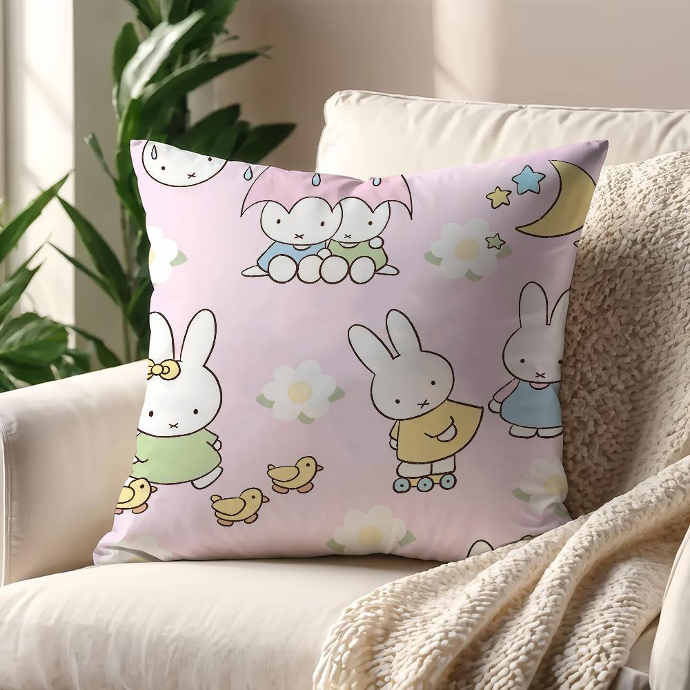 Kawaii MMiffy Cute cushion cover For Pillow Printing Sofa Decoration Home Car Room Coffee Shop Office Nordic Simplicity