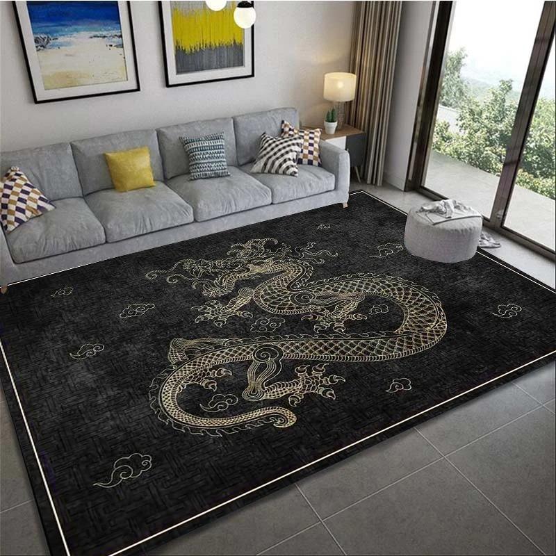 Red Chinese Dragon Carpet Living Room Large Floor Mat Anti-slip Coffee Tables Sofa Area Decoraion Foot Mats Door Rug for Home