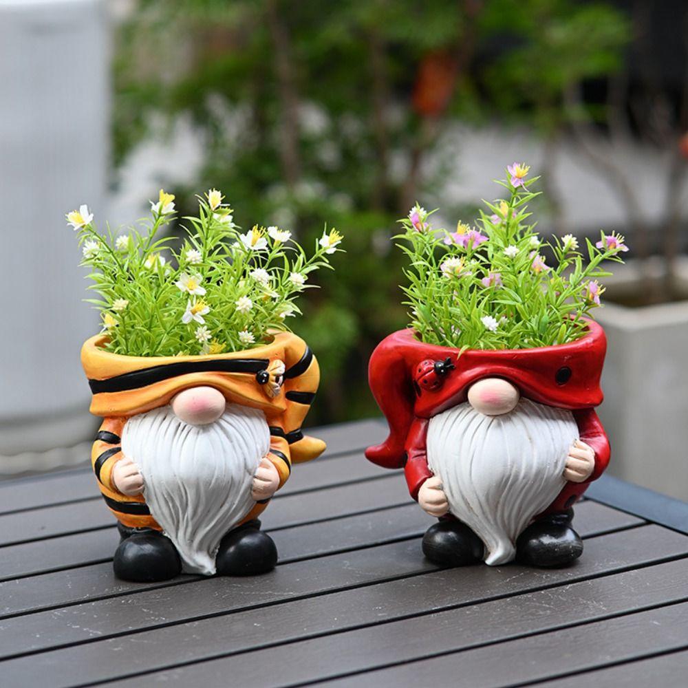 Adorable Christmas Elf Pot Figurine Exquisite Dwarf Statue Vase Desktop Ornament  Bedroom