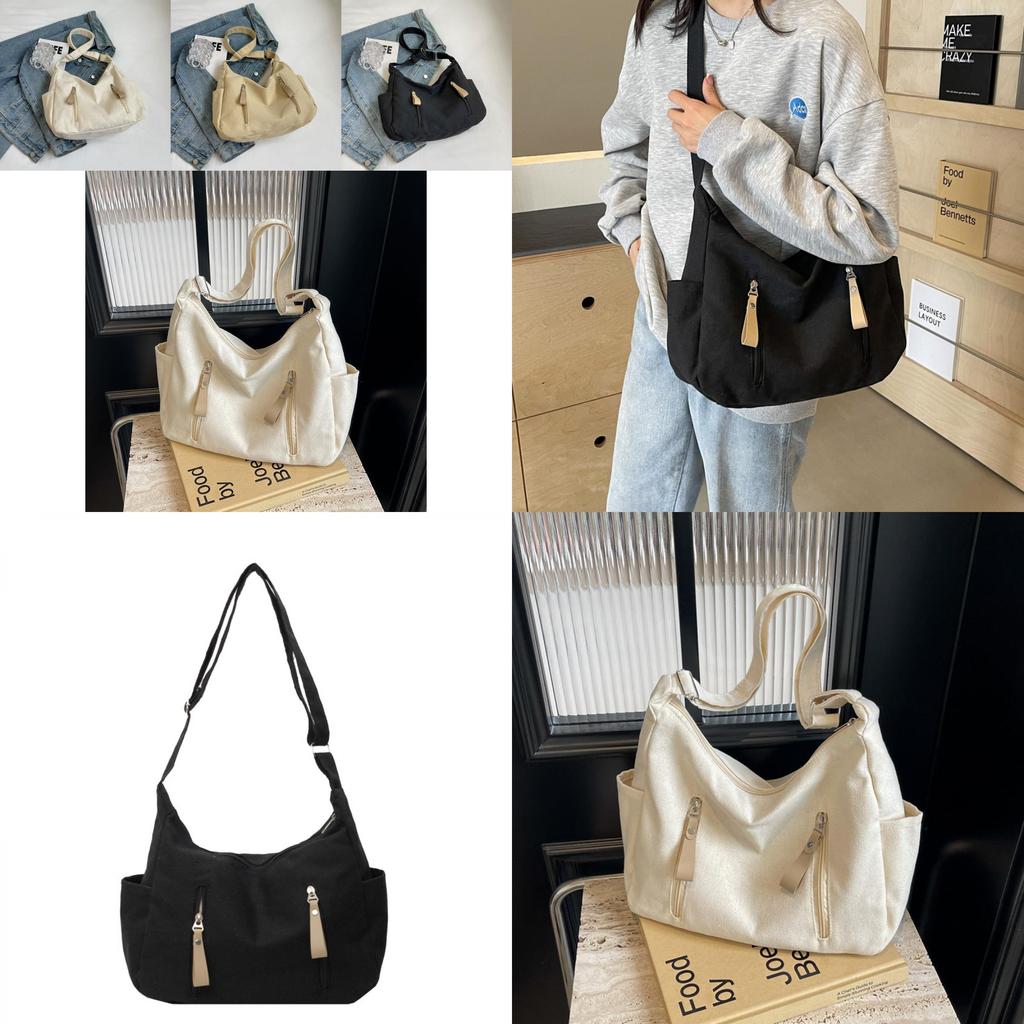 Chic Minimalist Canvas Tote Bag For Women Large Capacity Trendy Shoulder Bag 2024 New