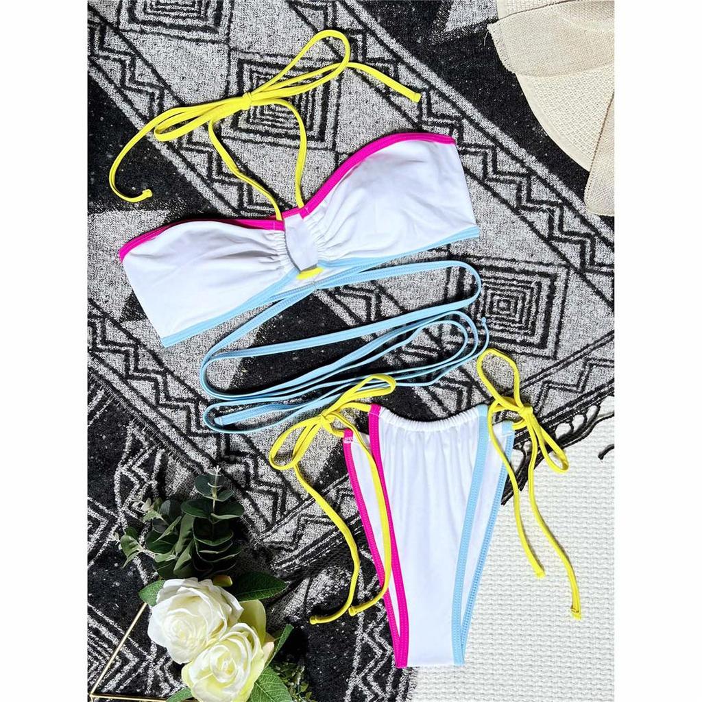 Spleißen Wrap Um Bandage Halter Bikini Weiblichen Badeanzug Frauen Bademode Zwei-stück Bikini set Badende Badeanzug Schwimmen
