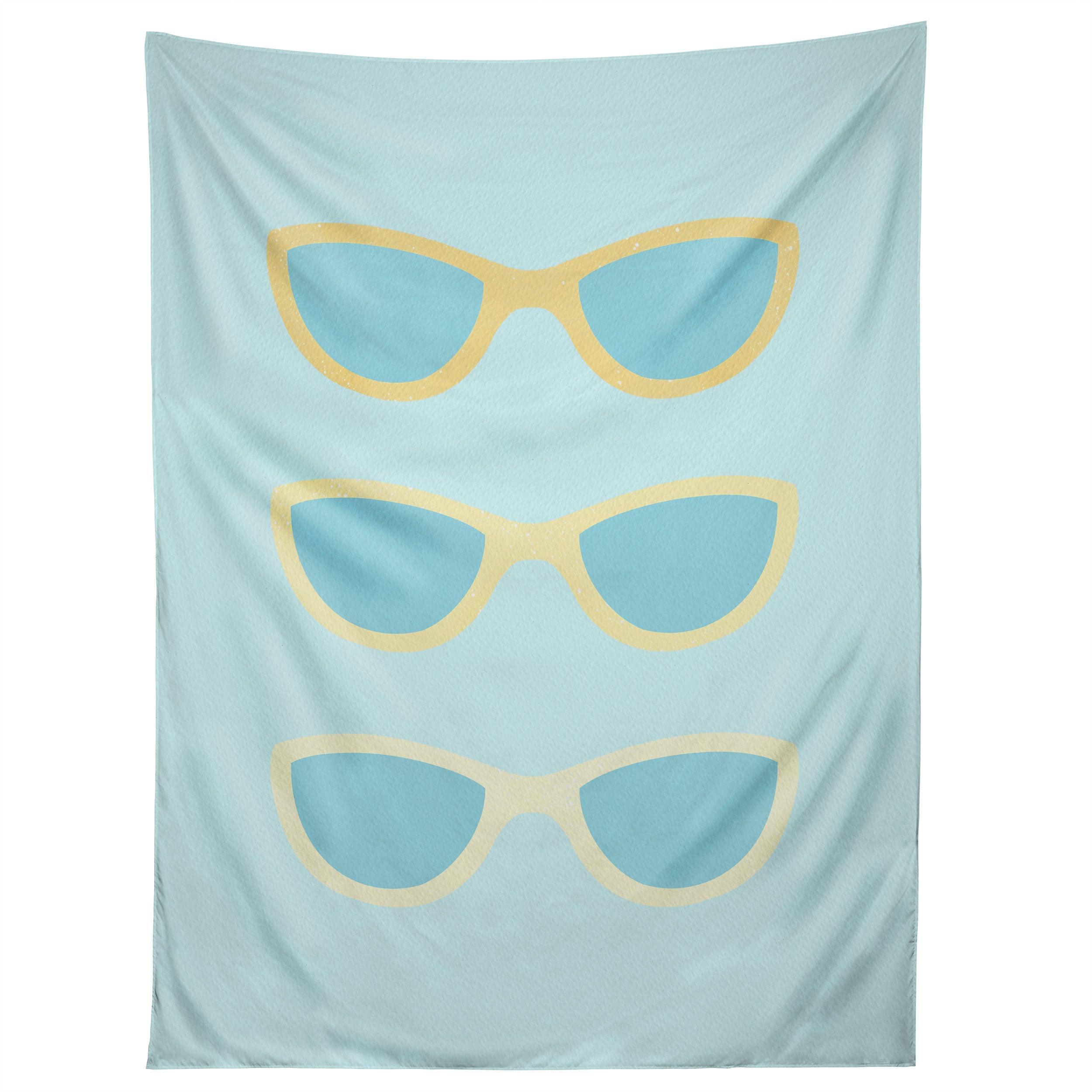 YELLOW AND BLUE RETRO SUNGLASS tapestry 75x100 чёрный