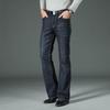 Calça jeans masculina de cintura alta, elástica, solta, estilo jovem, casual, perna larga