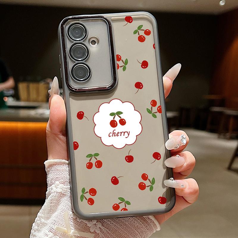 Large Cherry Print Case For Samsung Galaxy S24 S21 FE S25 S24 S23 Ultra A56 A55 A54 A15 A16 A25 A35 A36 A53 Soft TPU Phone Cover