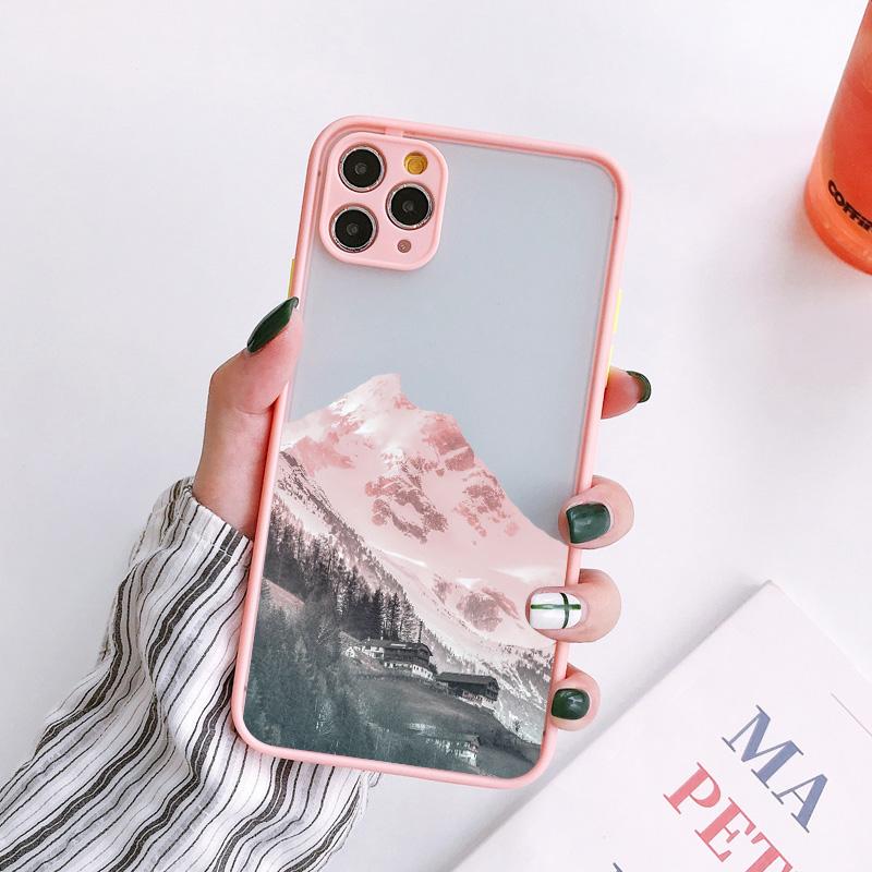 Aesthetic Snow Mountain Painting Phone Case for iPhone 7 8 Plus SE2 X XR XS MAX 15 14 12 13 mini 11 Pro Max Shockproof Cover