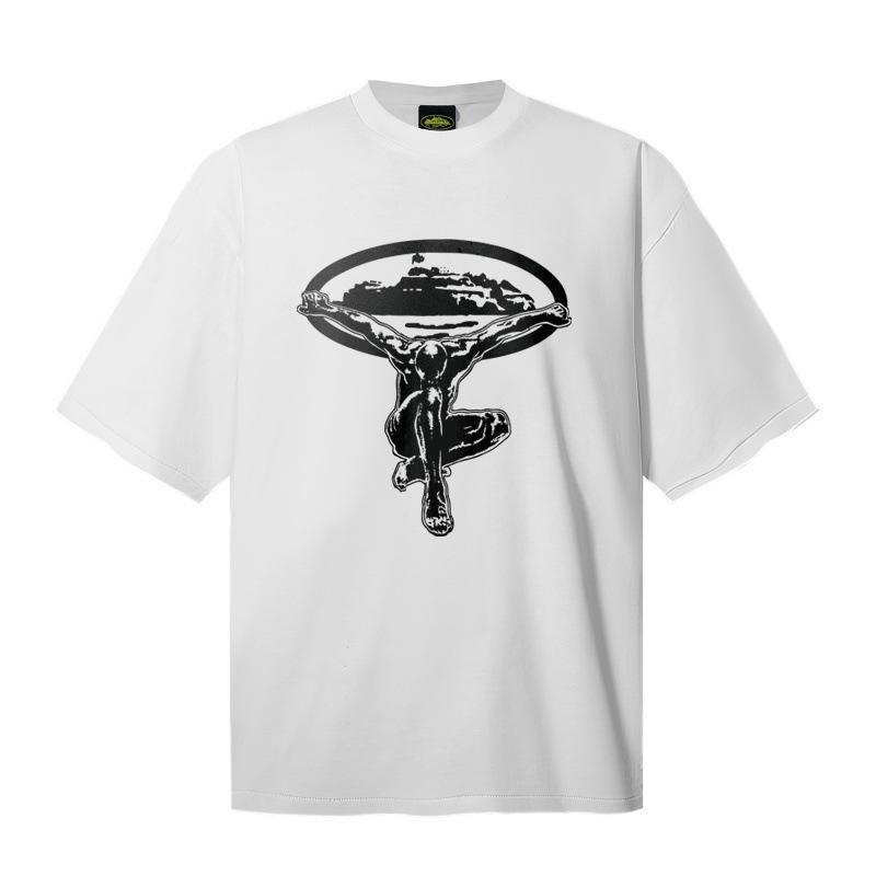 Meichao Alcatraz American Tide Brand Heavy Cotton 260 Short-sleeved T-shirt Men's and Women's Loose Casual and Versatile Summer