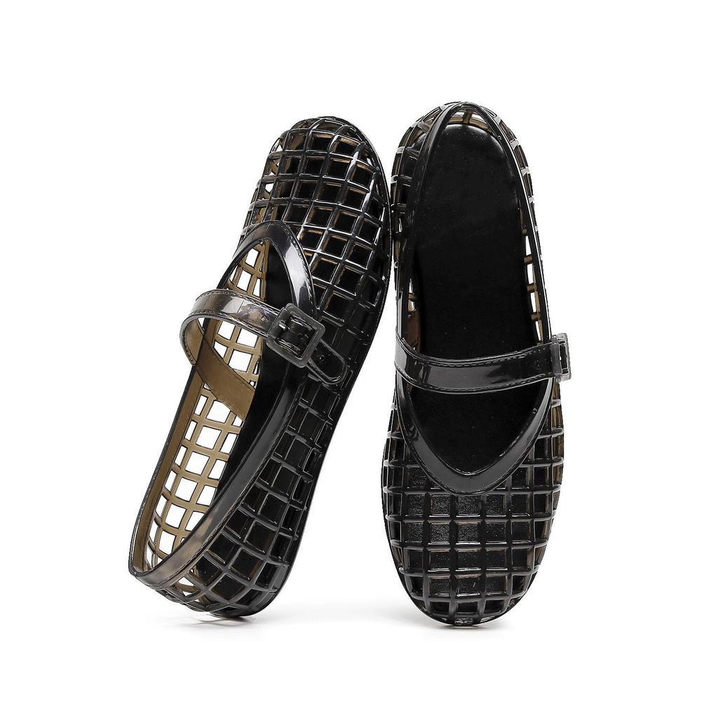 Transparent Hollow-Out Jelly Mary Jane Flats - Versatile, Breathable, Comfortable Toe Cap Shoes
