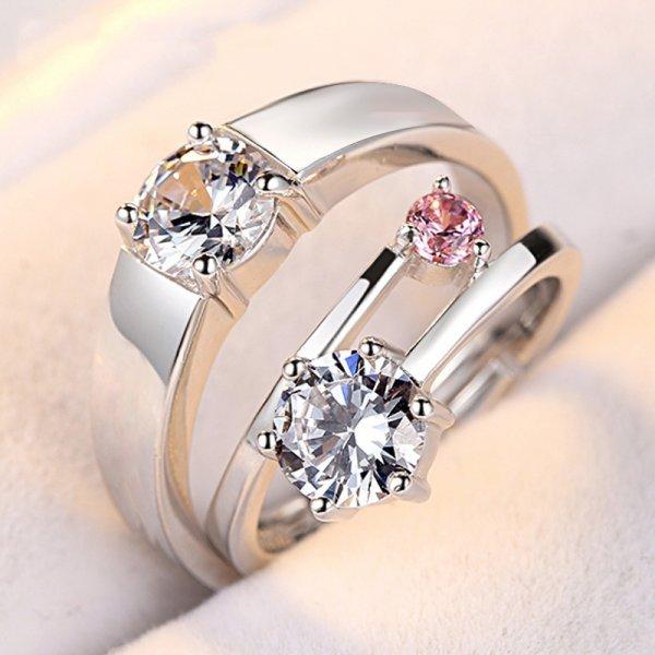 2Pcs Silver Color Sun Moon Couple Rings For Women Romantic Day Night Letter Ring Lover Engagement Banquet Jewelry Dating Gift