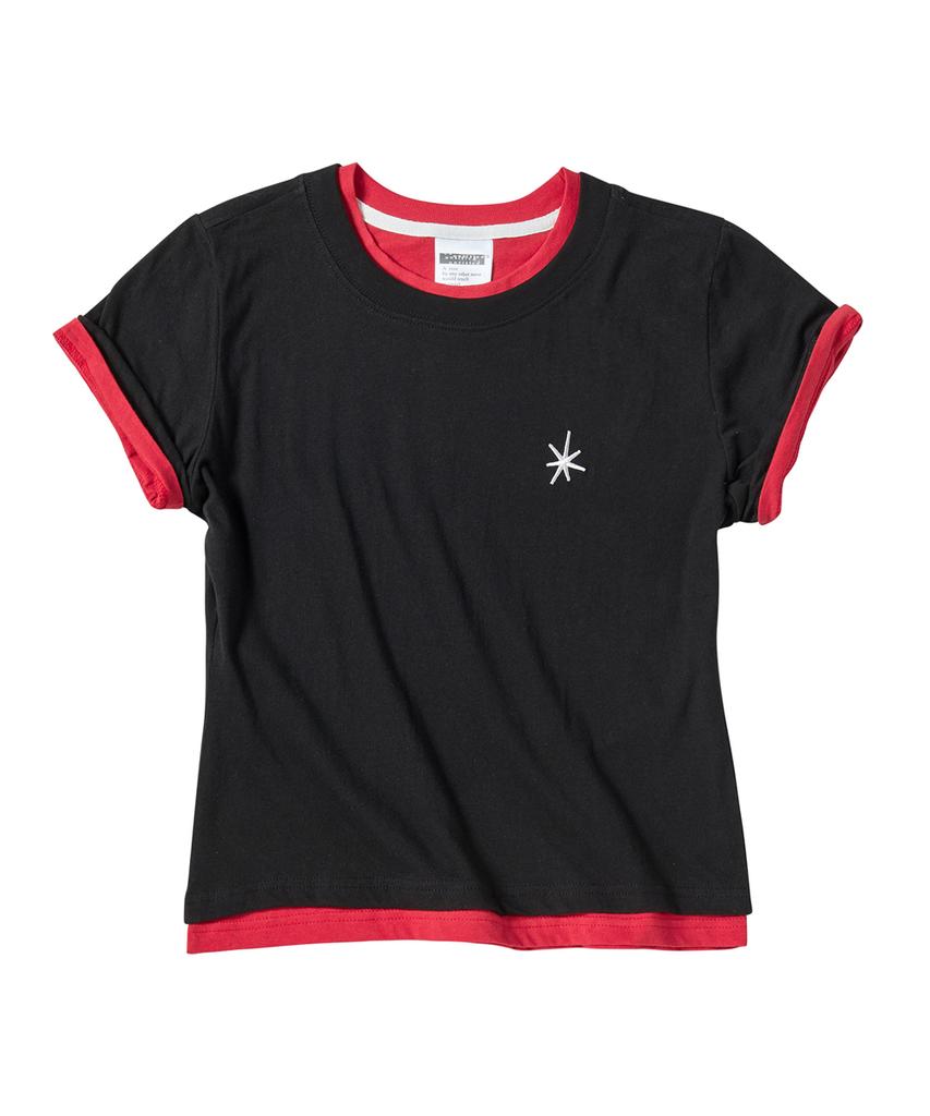 Eontaiteulseoul Untitle Layered Crop Short Sleeve Black