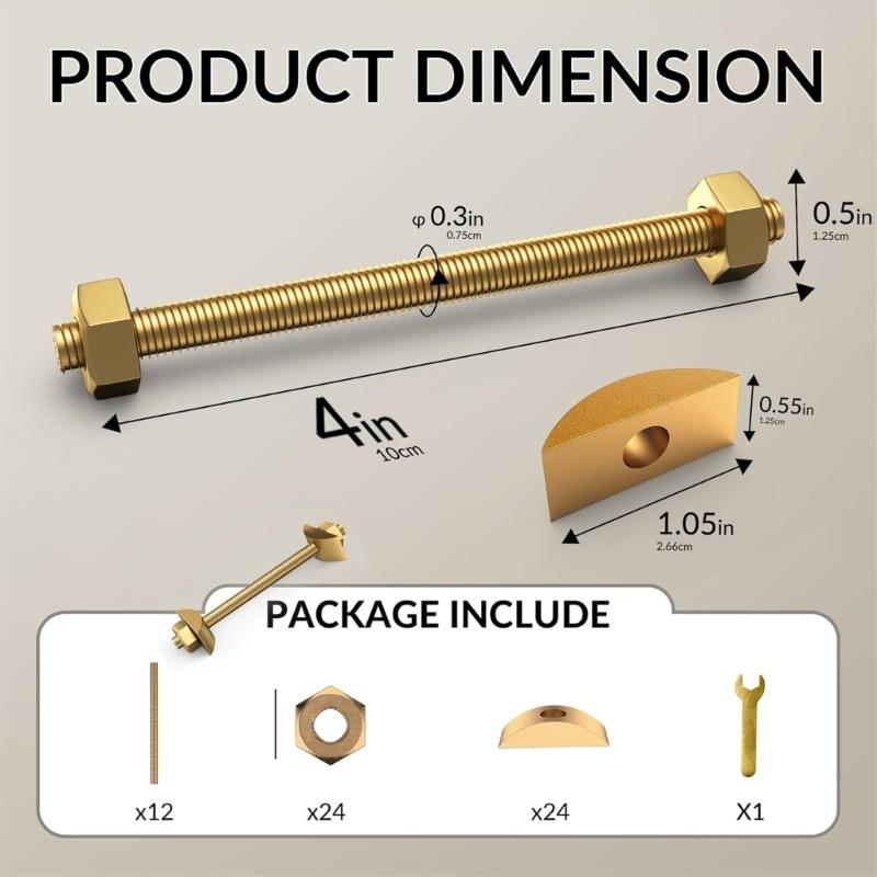 6Pcs Practical M8x100mm Drawbolt Connectors for Butcher Block Bed Rail Table Top Joint Fastening Hardware Daily Use