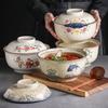 Japanese Ceramic with Lid Soup Ramen Bowl Dessert Snack Large Capacity Service Bowls Restaurant Tableware