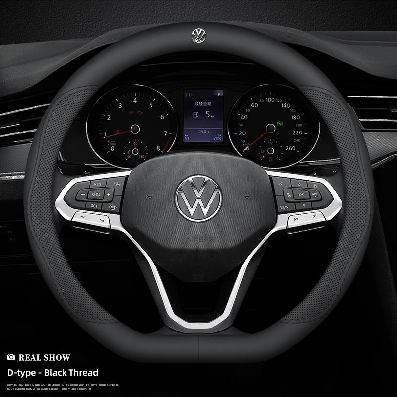 O4Volkswagen Car Nappa Leather Steering Wheel Cover Auto Accessories For VW GTI Polo Golf MK7 Passat B8 Tiguan Jetta T-ROC ID.4 CC