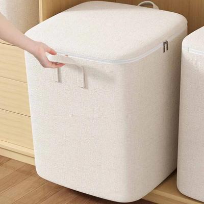 Cotton Hemp Zipper Quilt Storage Bag Zipper Large Capacity Packing Bag Double Handle Moisture-proof Clothes Quilt Storage Bag
