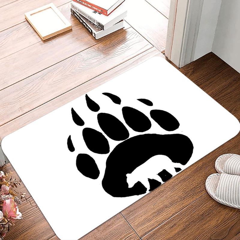 Creative Silhouette of Bear Paw Printing Non-Slip Waterproof Doormat Easy Clean Entrance Floor Mat Home Decor Durable So Fashion