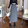 2024 High-End Slimming A-Line Skirt: High Waist, Midi Length, Versatile Slit Design for Spring & Autumn