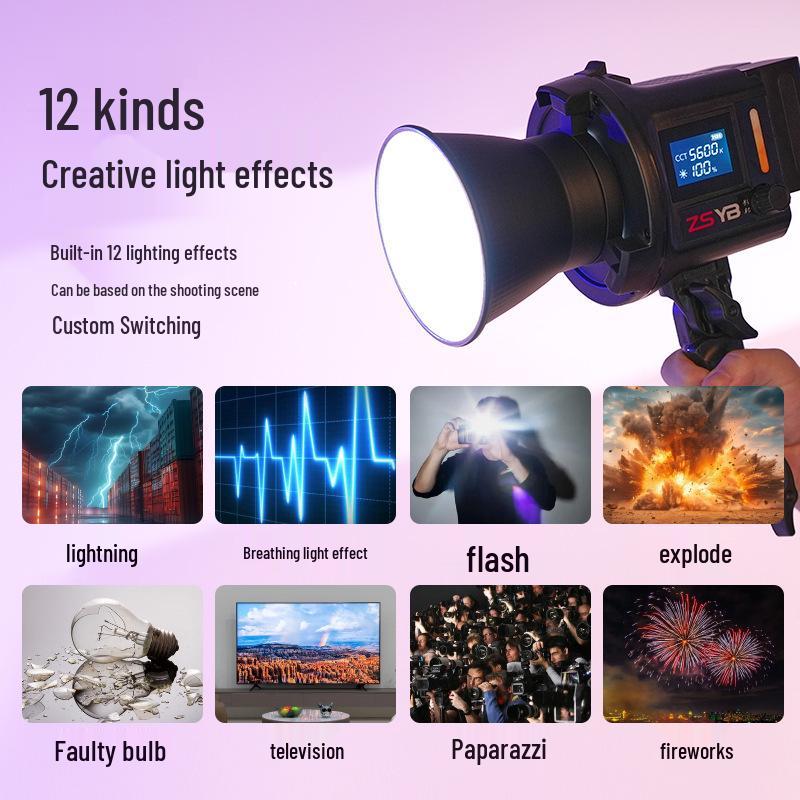 Yingbang 80W Handheld Video Fill Light - Cold/Warm Three-Color Soft Light for Outdoor Shooting, Weddings, and Live Streaming.