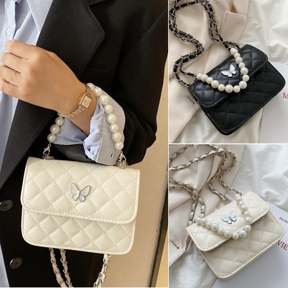 

Fashion Pearl PU Leather Tote Handbags Underarm Bags Shoulder Bag чорний