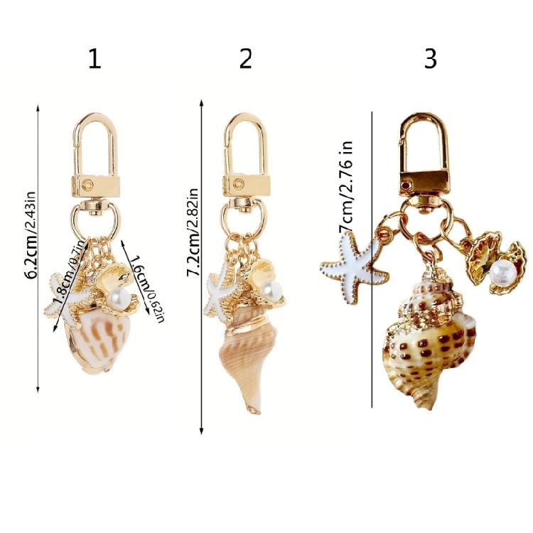 Pearls Embellished Seashells Keychain Portable Bag Charm Decoration for Women Stylish Functional Accessory