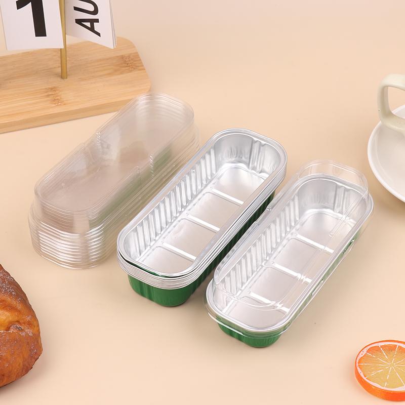 10Pcs Mini Loaf Baking Pans With Lids Rectangle Aluminum Foil Baking Box Cake Pan Muffin Liners Cups Baking Tray Bakeware