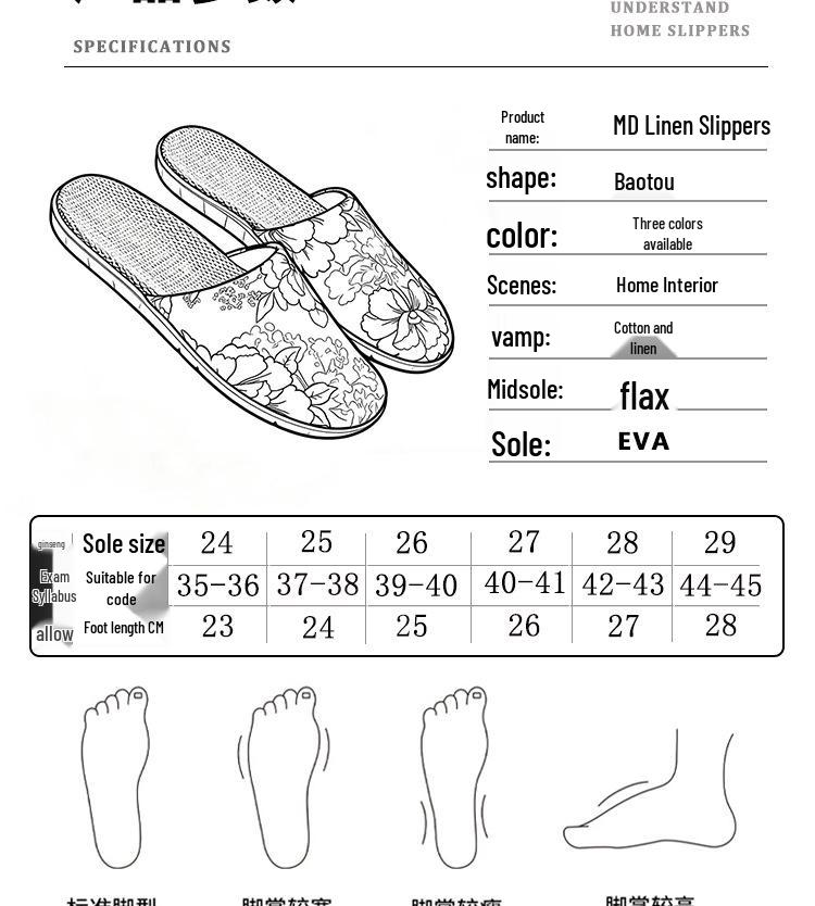 Four Seasons Ethnic Style Retro Linen Headband Slippers for Men & Women - Thick Sole, Indoor Use, Spring/Summer Sandals.