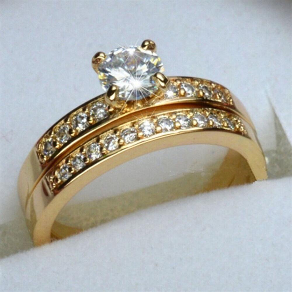 Fashion Couple Rings Romantic Women Rhinestones CZ Rings Set Trendy Men Stainless Steel Zircon Stone Rings Wedding Band Jewelry