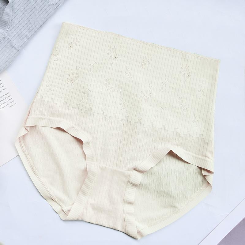 

Негабаритное женское нижнее белье из чистого хлопка с высокой талией, бесшовные шелковые антибактериальные трусы XL бежевый