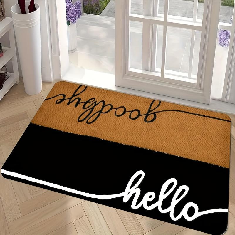 

Hello Goodbye Door Mat - Striped Welcome Rug for Front Door, Farmhouse & Laundry Room, Machine Washable Graduation Gift 40x60cm