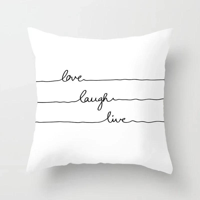 Home Decorated Black and White Geometric Cube Letter Printing Cushion Cushion Car Bedroom Living Room Sofa Pillow Sleeve