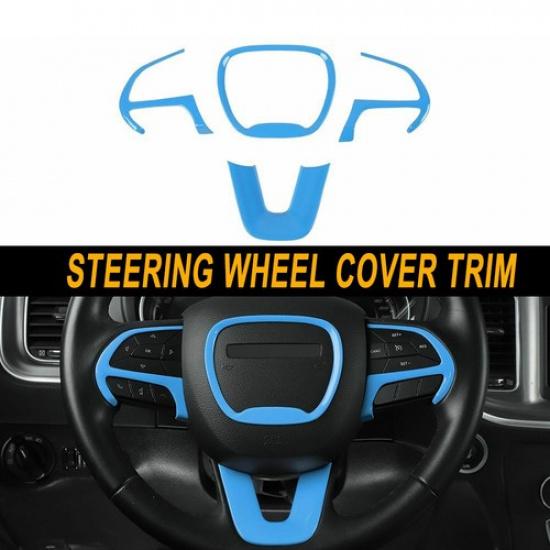 4pcs Blue Steering Wheel Cover Trim For Dodge Challengerchargerdurango 2015+
