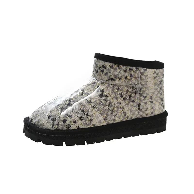 Fashion Elegant With Medium Heels Waterproof Shoes for Woman Plus Warm Women's Snow Boots Furry Spring 2024 Winter Footwear Sale On Slip