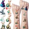 54pcs Cute Bunny Temporary Tattoo Stickers Waterproof Long Lasting Body Stickers Cute Rabbit Kids Boys Girls Tattoo Stickers