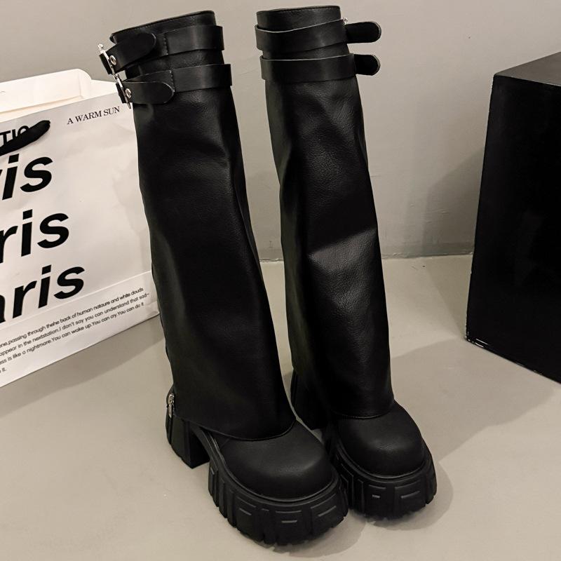 

Spice Girls Съемные брюки-сапоги Женская обувь 2025 Осень-Зима Новинка Два способа носки Толстая подошва Сапоги с ворсом Ботинки Мартин Женские 40 чёрный