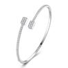 Glänzendes S925 Silber Rundes Moissanit Doppelrechteck Ganzflächig Pavé Schlank Offener Armreif GRA Zertifiziert Eleganter Damen Stapelbarer Armreif