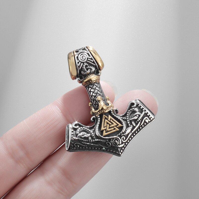 Stainless Steel Vintage Nordic Rune Compass Necklace Men Fashion Trend Amulet Nordic Jewelry