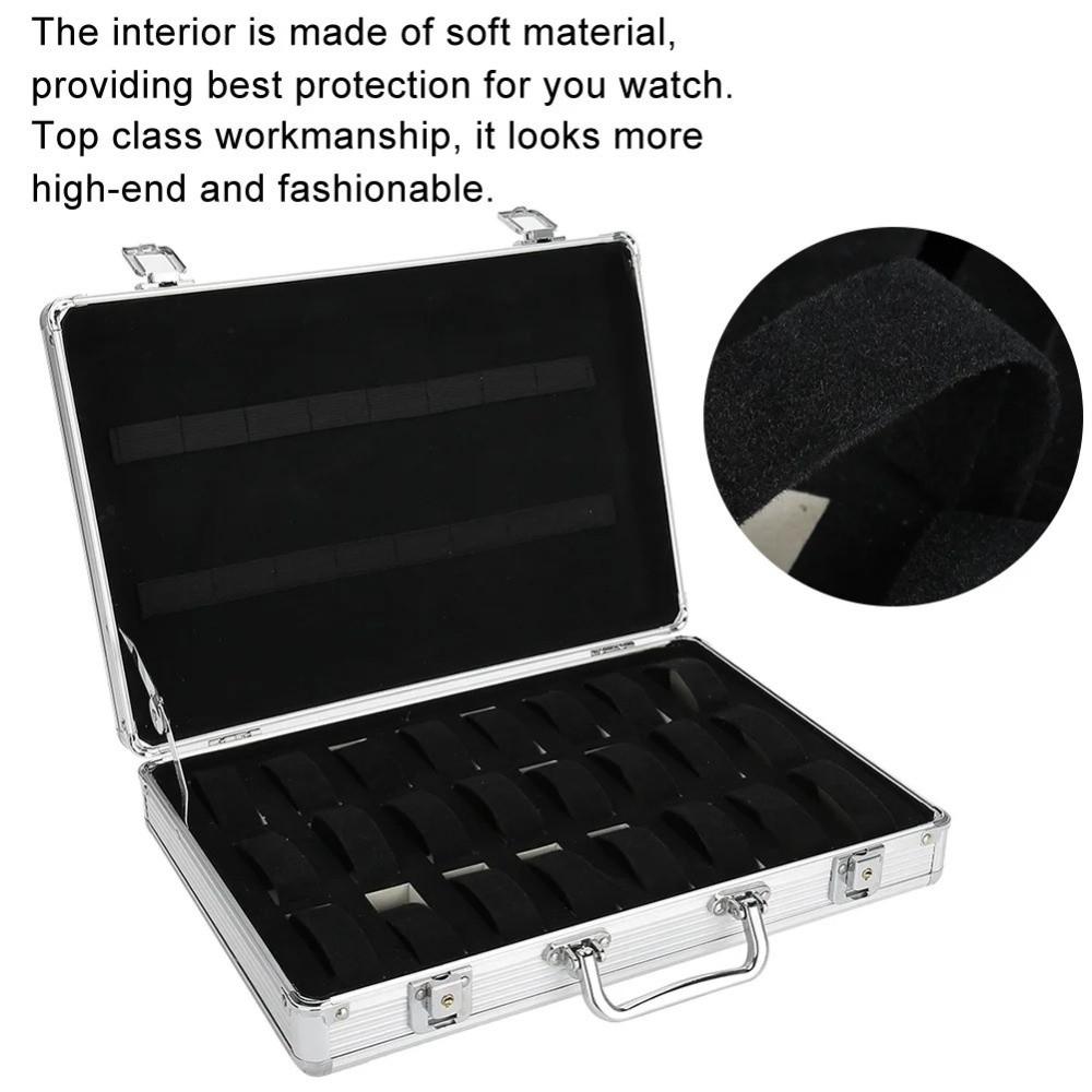 Soft Cushion Aluminum Watch Box 24/32Grid Watch Display Case Watch Storage Box  Trade Briefcase