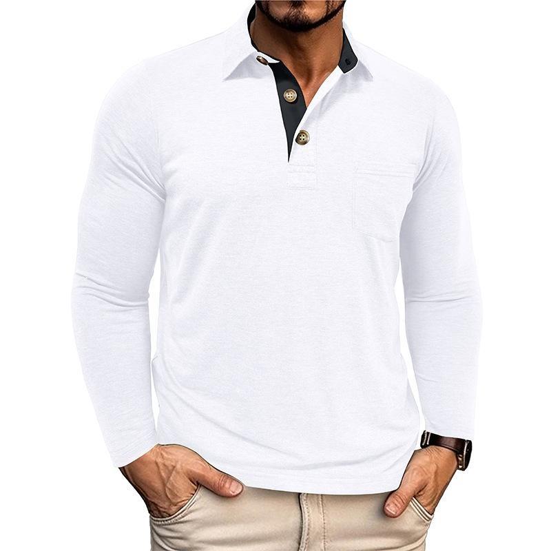 2025 New Autumn and Winter Men's Long-sleeved Lapel T-shirt Polo Shirt