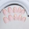 French Style Art Nail Patch 3D Flower Gold Line Fake Nails Reusable Nail Tips For Women Diy Manicure Accessories