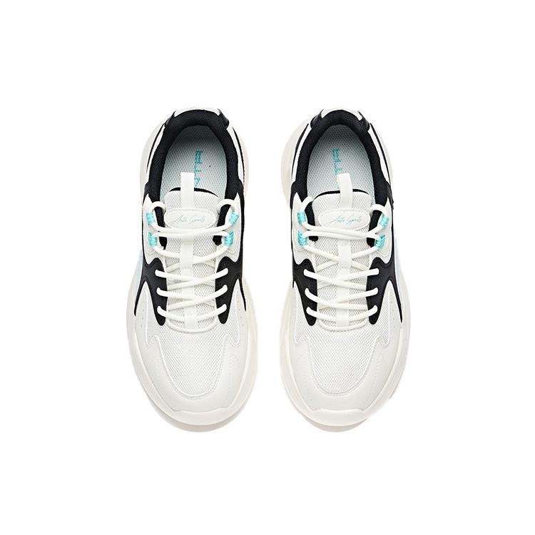 New ANTA Chunky Sneakers Women's Low top Ivory White/Black/Blue 122028825R-4
