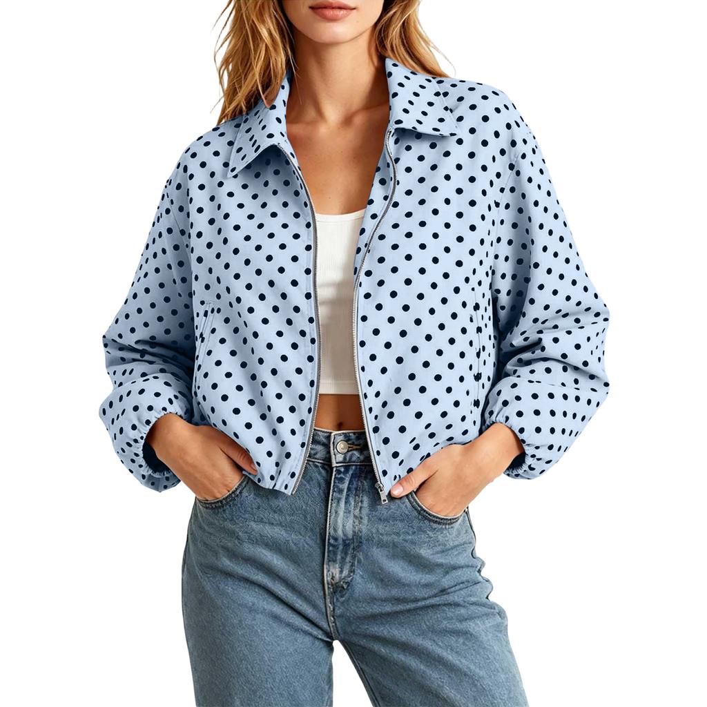 Women's Fashionable Short Loose Fit Puff Jacket with Zipper and Long Sleeves for Everyday Wear
