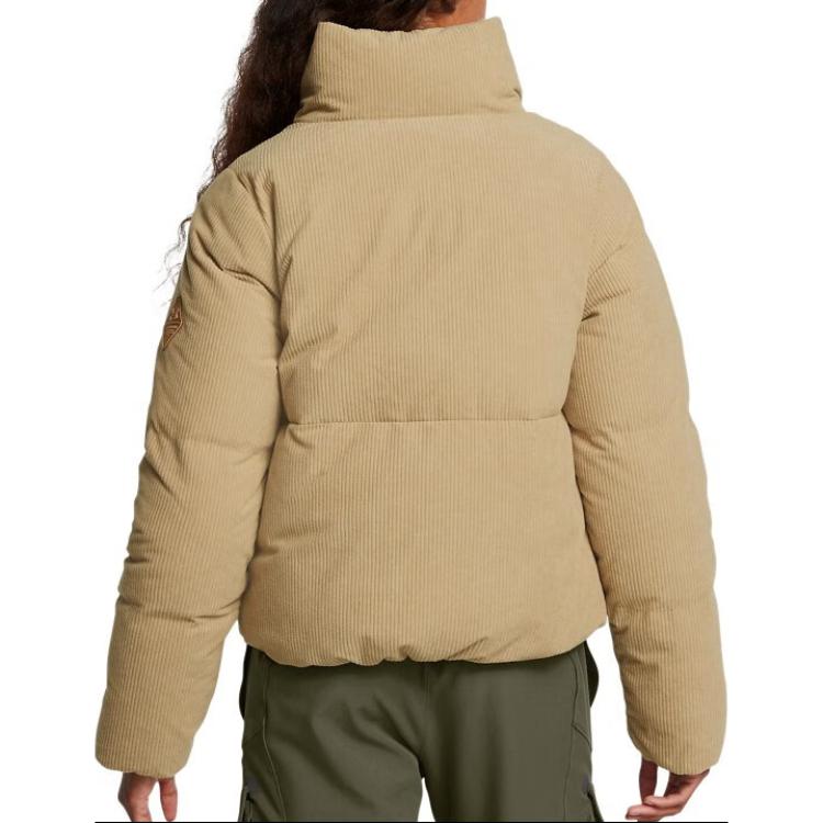 Under Armour Coldgear Limitless Stand Collar Warm Solid Color Casual Long Sleeve Down Jacket Women Outerwear Camel-Brown 1384652-263