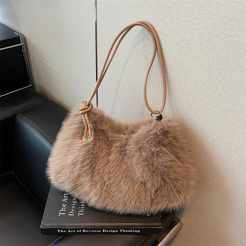 Women's Shoulder Bag Large Capacity Underarm Bag Solid Color Tote Bag