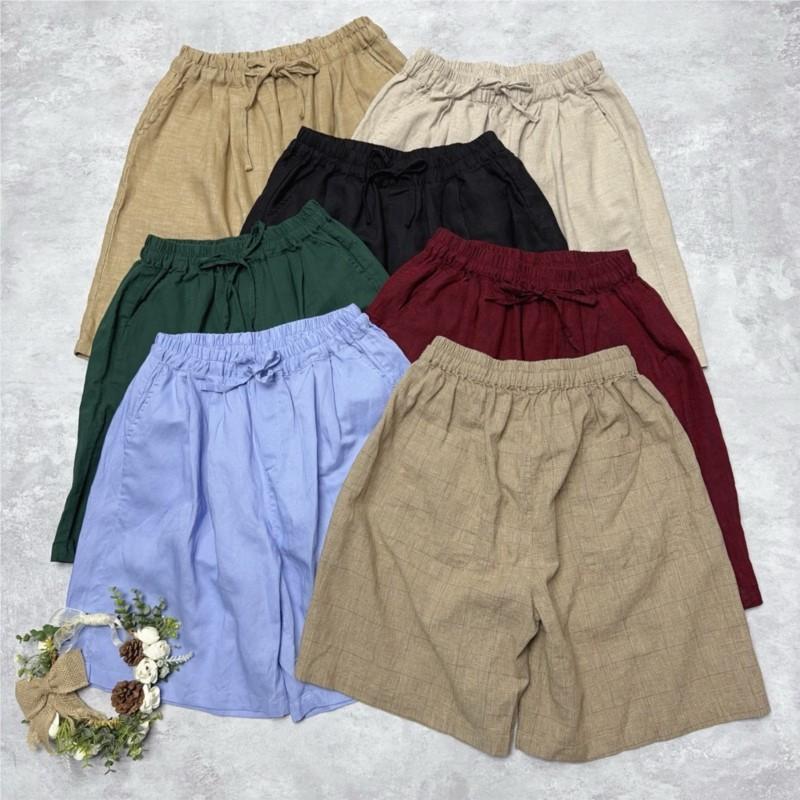 Johnature Japanese Summer Solid Color Comfortable Casual Elastic Waist Women Shorts