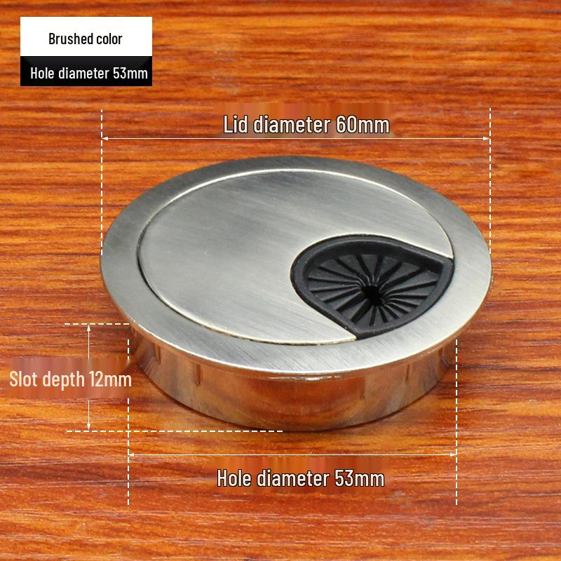 Zinc Alloy Desk Cable Grommet - Round Desktop Cable Pass-Through Cover