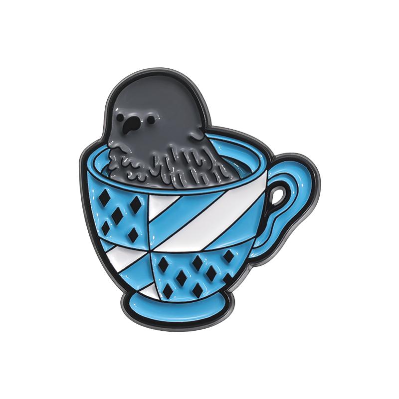 Cup Animal Enamel Pins Custom Snake Lion Owl Dog Brooches Lapel Badges Animal Jewelry Gift for Kids Friends