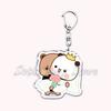 Cute Bubu Dudu Love Keychains Couple Bear Panda Acrylic Keyring for Accessories Bag Pendant Key Chain Jewelry Fans Lovers Gifts