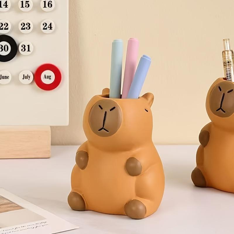 Pen Holder & Makeup Brush Organizer - Adorable Cartoon Design, Perfect for Office Desk Decor and Creative Storage Solution