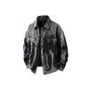 Tie-dyeed Old Lapel Short Denim Jacket Men's Autumn and Winter Jacket Button Cardigan Top