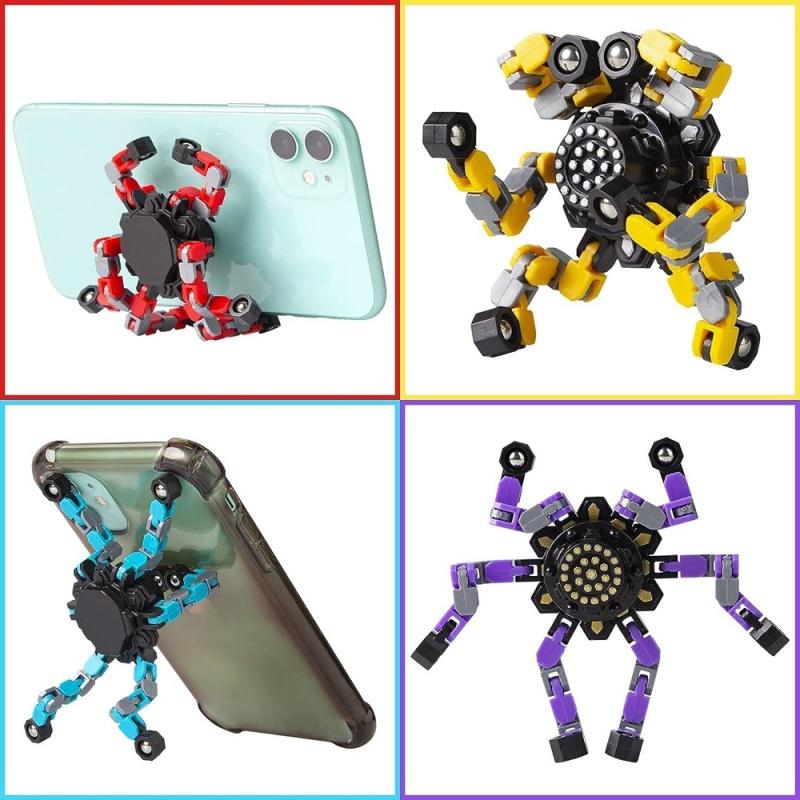 4PCS Transformable Fidget Spinners for Kids and Adults Stress Relief Sensory Toys for Boys Girls Finger Gyro Decompression Toy