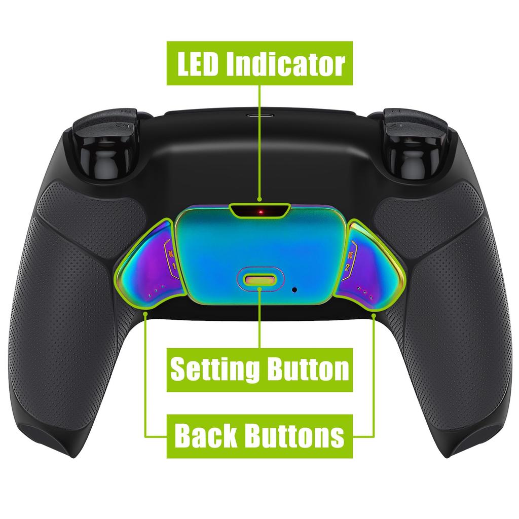 EXtremeRate Programmierbares Metall-Rückpaddel-Kit Rise Remapping Kit für PS5-Controller Upgrade-Platine für PS5-Controller mit neu gestaltetem Rückgehäuse