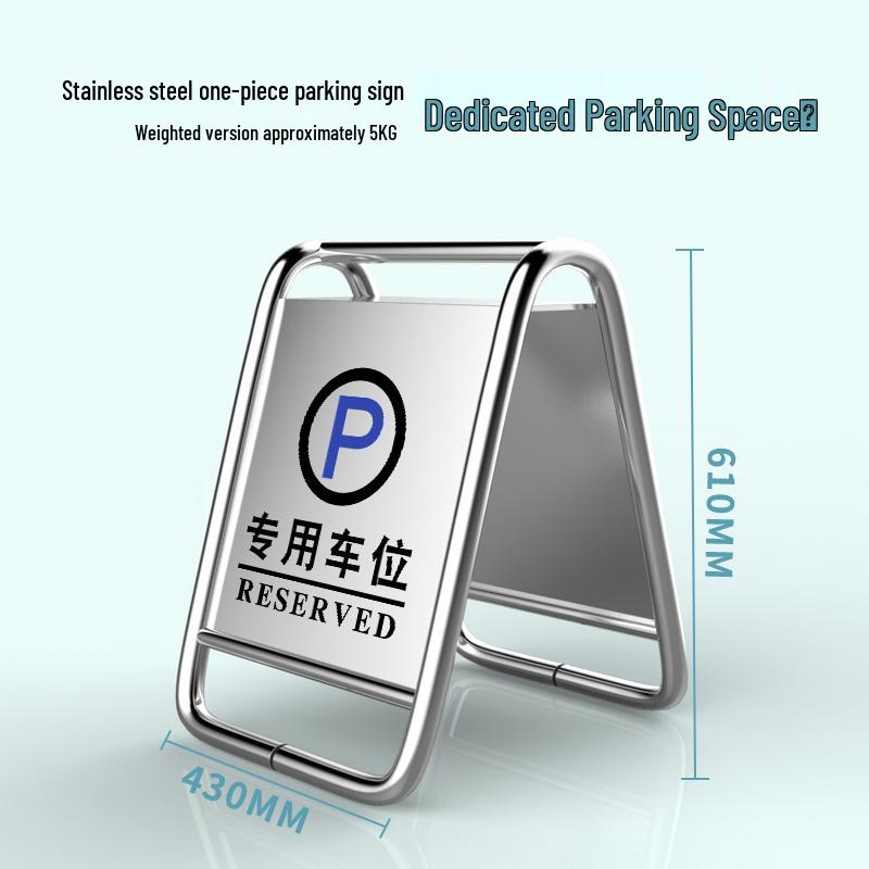 Stainless Steel No Parking, Caution Slippery, A-Frame Folding Sign